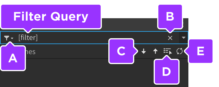 Objects filtered by query in Filter Workspace field