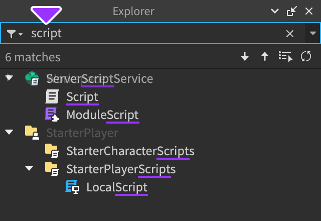 Objects filtered by query of 'script'