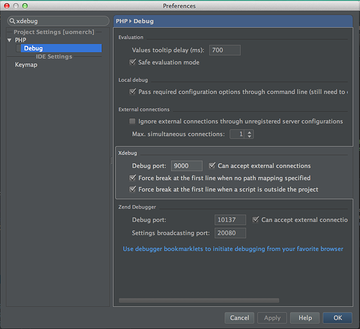 xdebug config settings