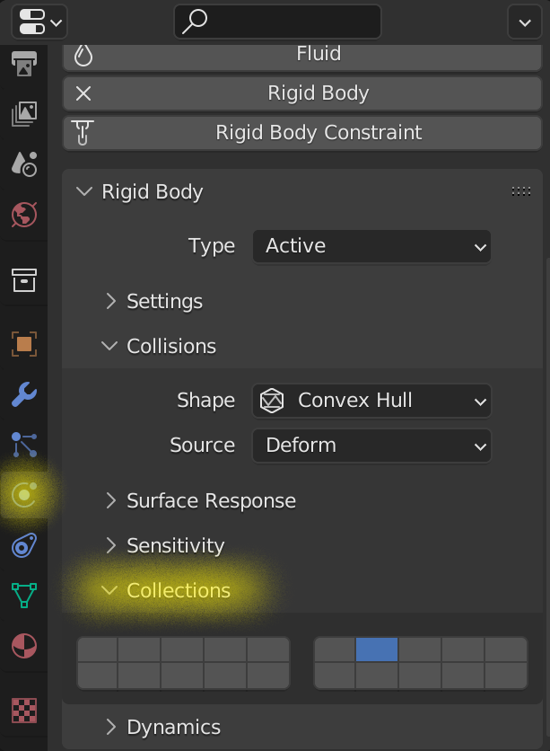 Collision groups in Blender