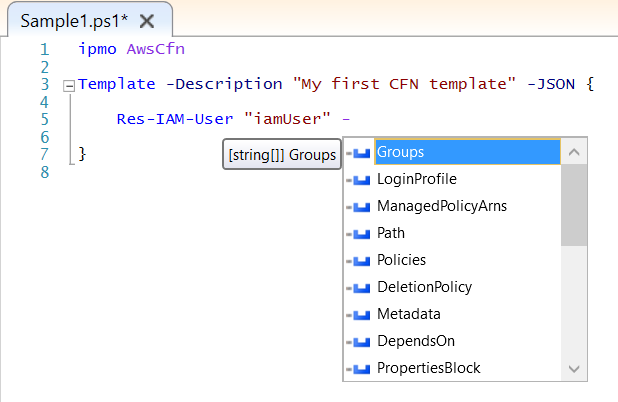 IntelliSense example