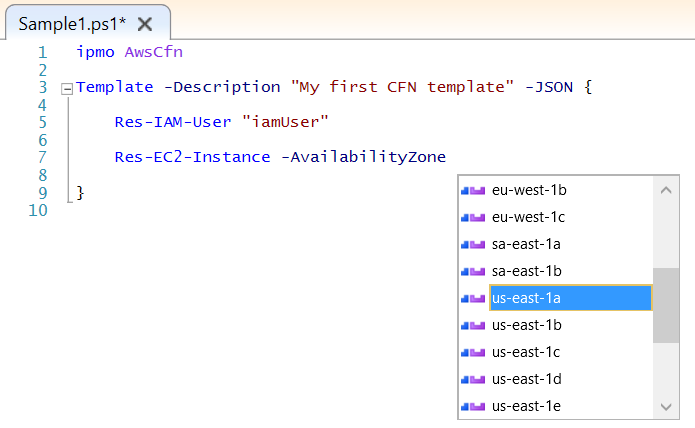 IntelliSense example