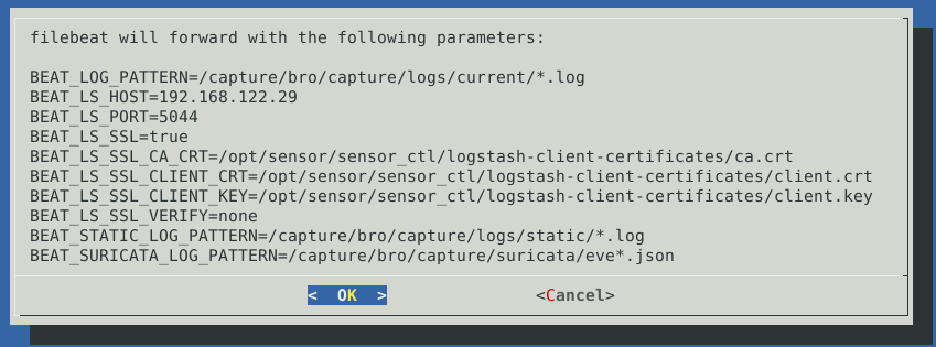 Confirm filebeat settings