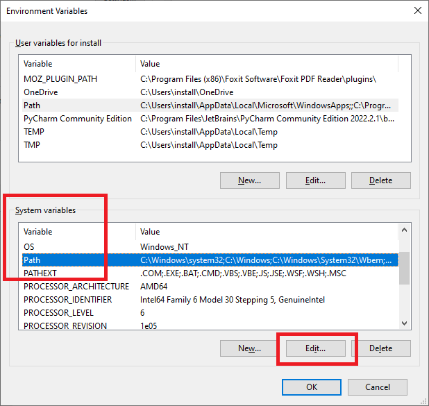 Windows environmental variables